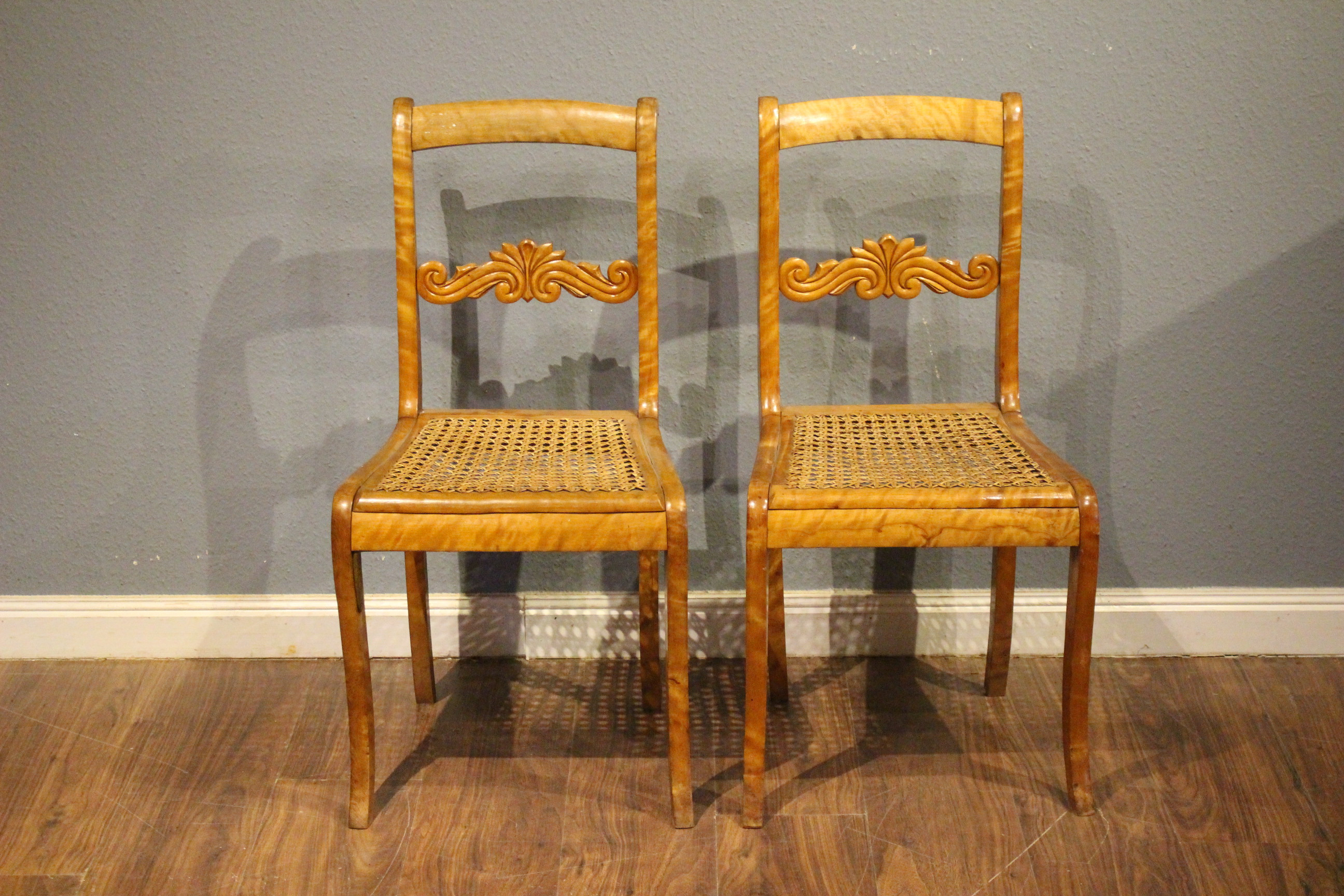 2 Stühle Biedermeier Birke mit Geflecht (Art.-Nr.: 03128)