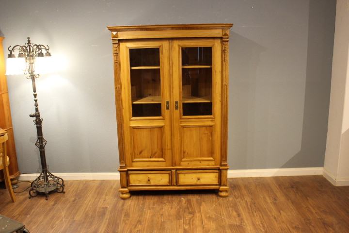  Antike Vitrine, Bücherschrank, Geschirrschrank Gründerzeit (Art.-Nr. 05077)