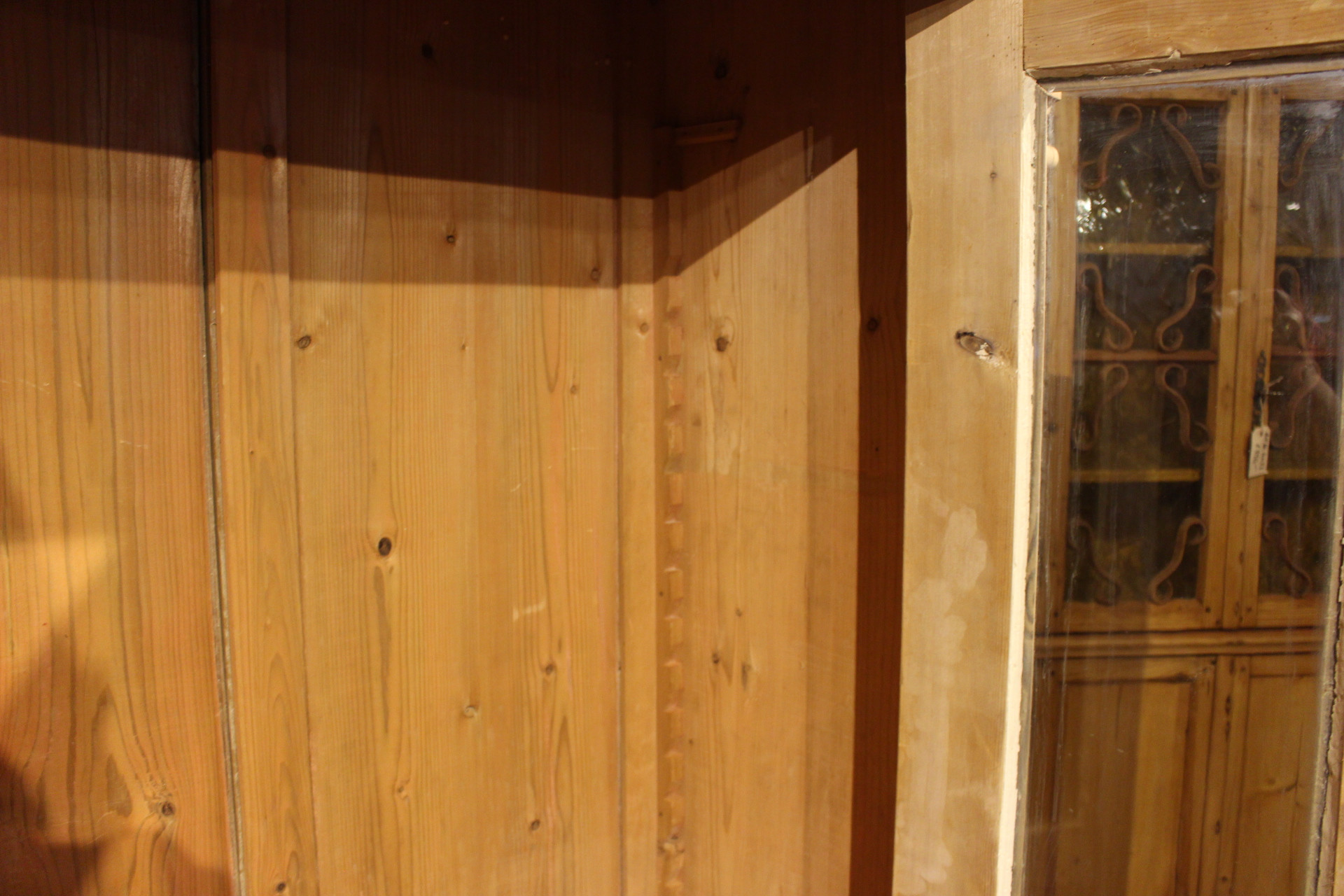 Antike Vitrine, Kiefer gelaugt Bücherschrank, Gründerzeit (Art.-Nr. 04473)