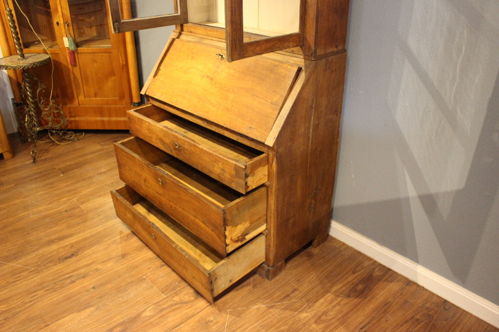 Antiker Sekretär mit Vitrinenaufsatz, Eiche, Biedermeier (Art.-Nr. 04352)