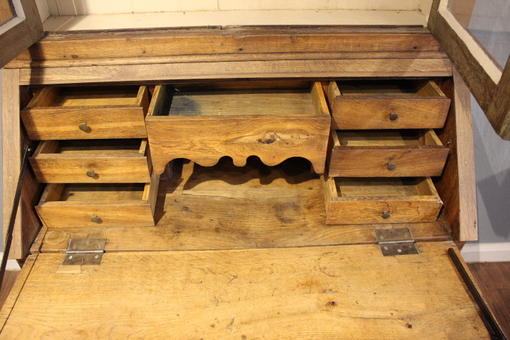 Antiker Sekretär mit Vitrinenaufsatz, Eiche, Biedermeier (Art.-Nr. 04352)