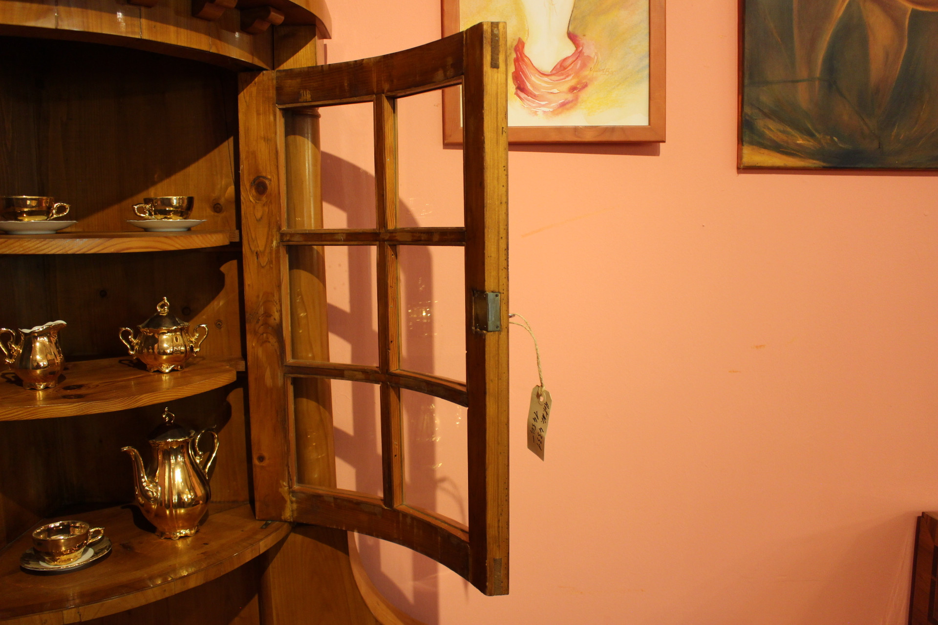 Ecktonnenschrank Eckvitrine Kirsche im Biedermeierstil (Art.-Nr. 04331)