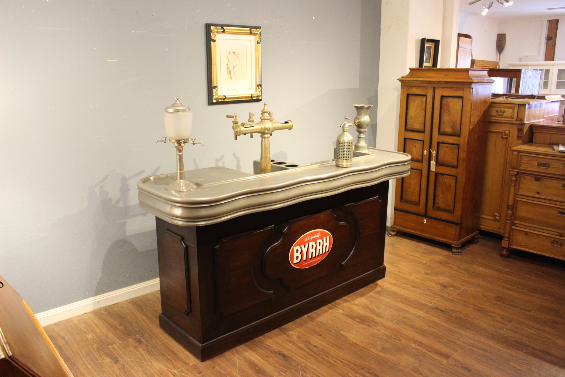 Französischer Bistrotresen aus Zinn und Eiche belle époque (Art.-Nr. 05148)