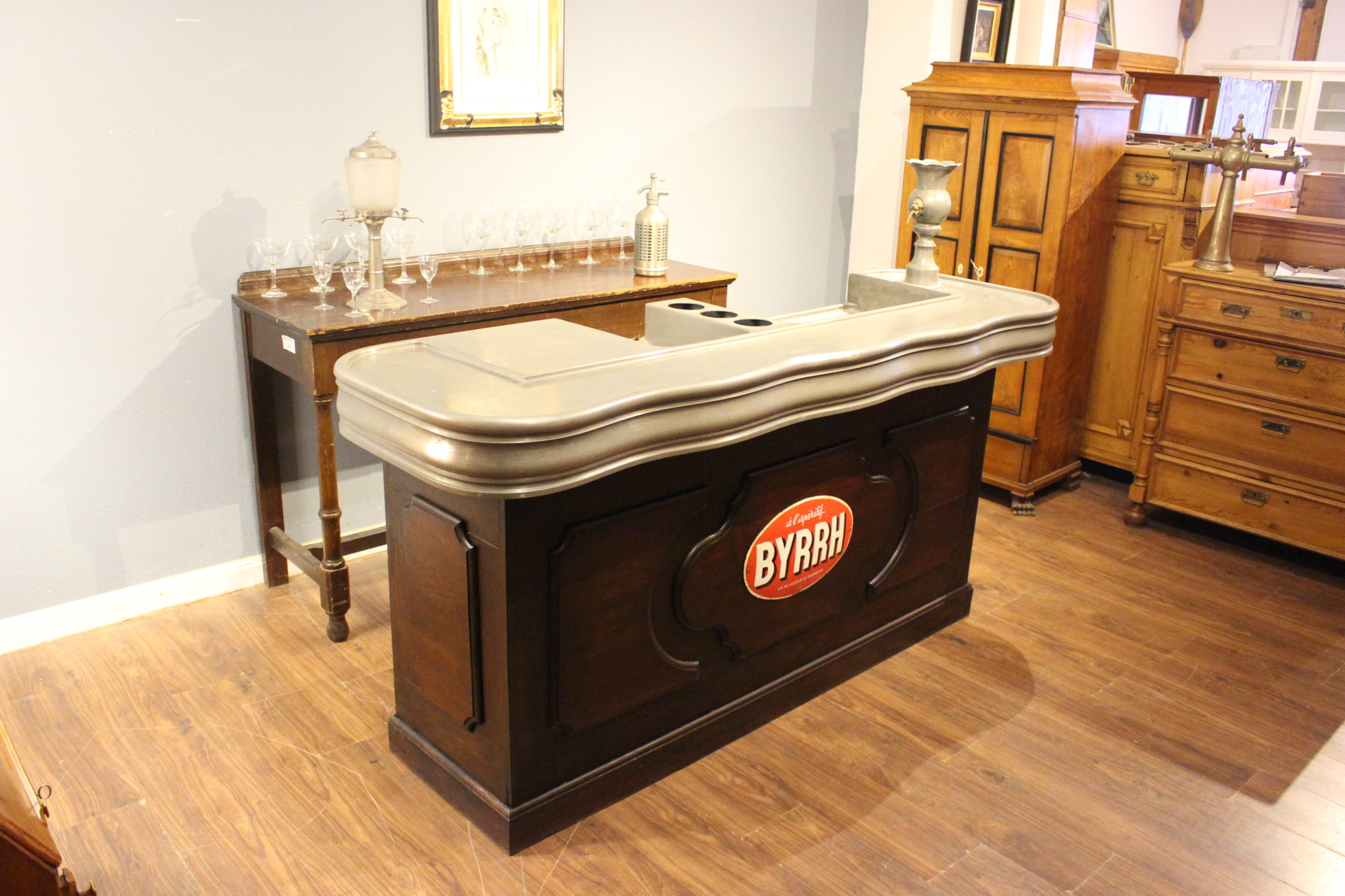 Französischer Bistrotresen aus Zinn und Eiche belle époque (Art.-Nr. 05148)