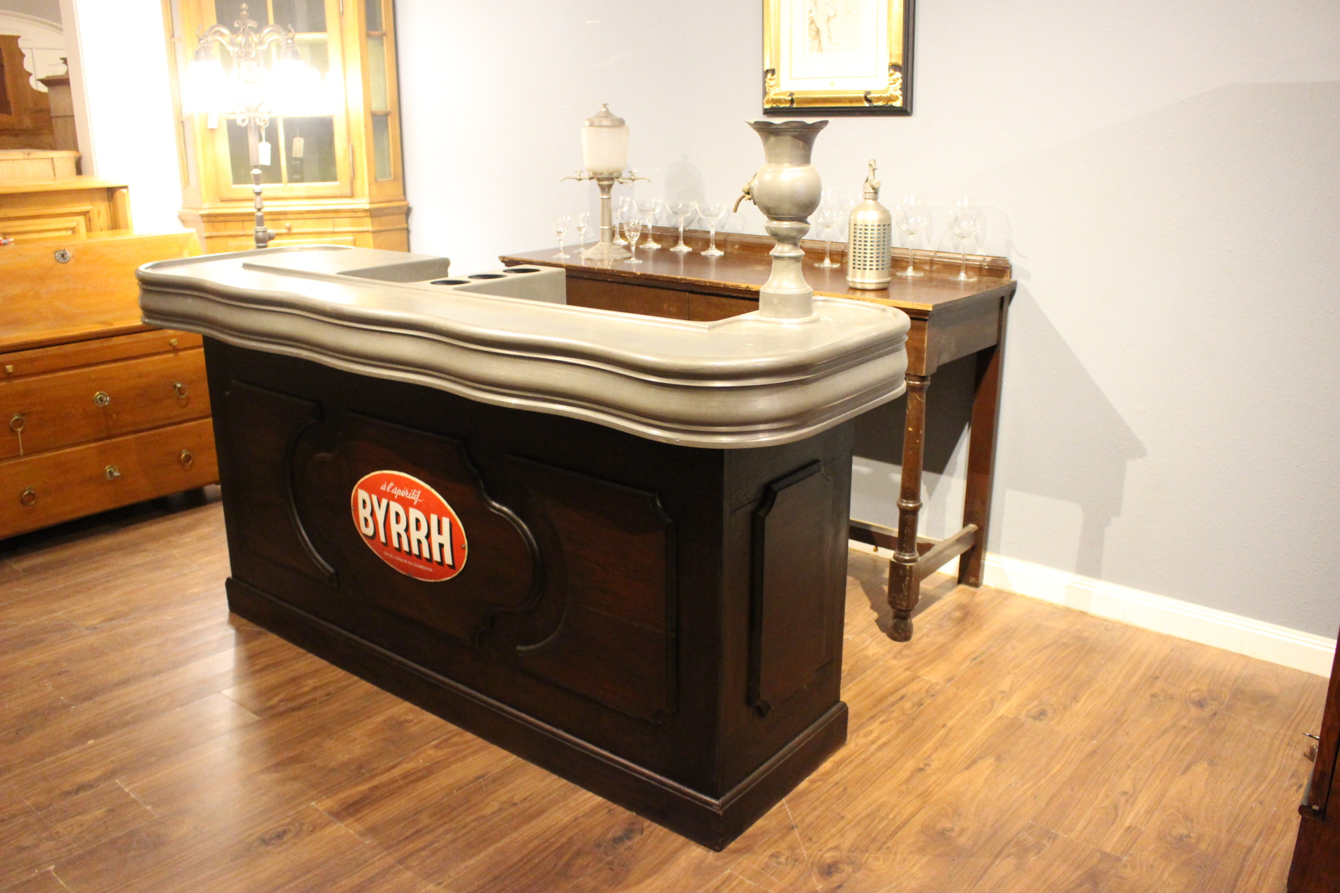 Französischer Bistrotresen aus Zinn und Eiche belle époque (Art.-Nr. 05148)