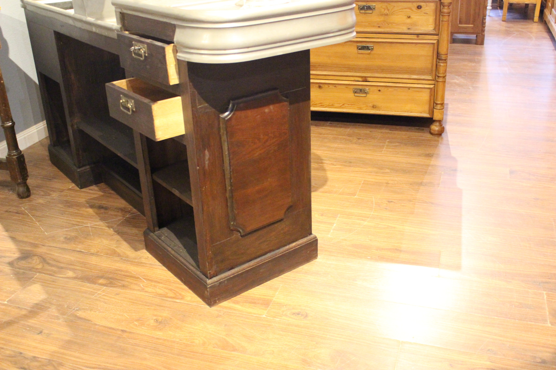 Französischer Bistrotresen aus Zinn und Eiche belle époque (Art.-Nr. 05148)