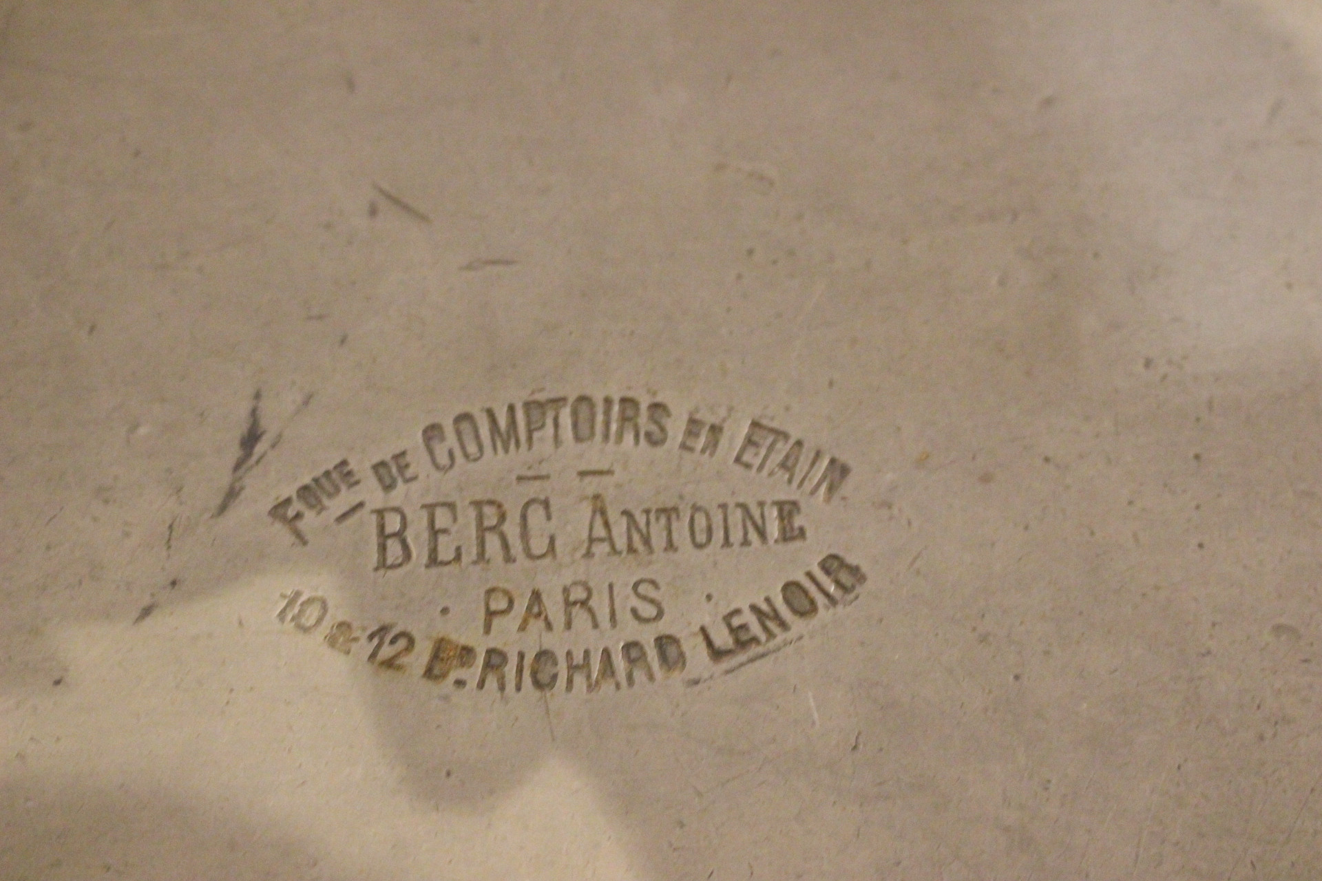 Französischer Bistrotresen aus Zinn und Eiche belle époque (Art.-Nr. 05148)