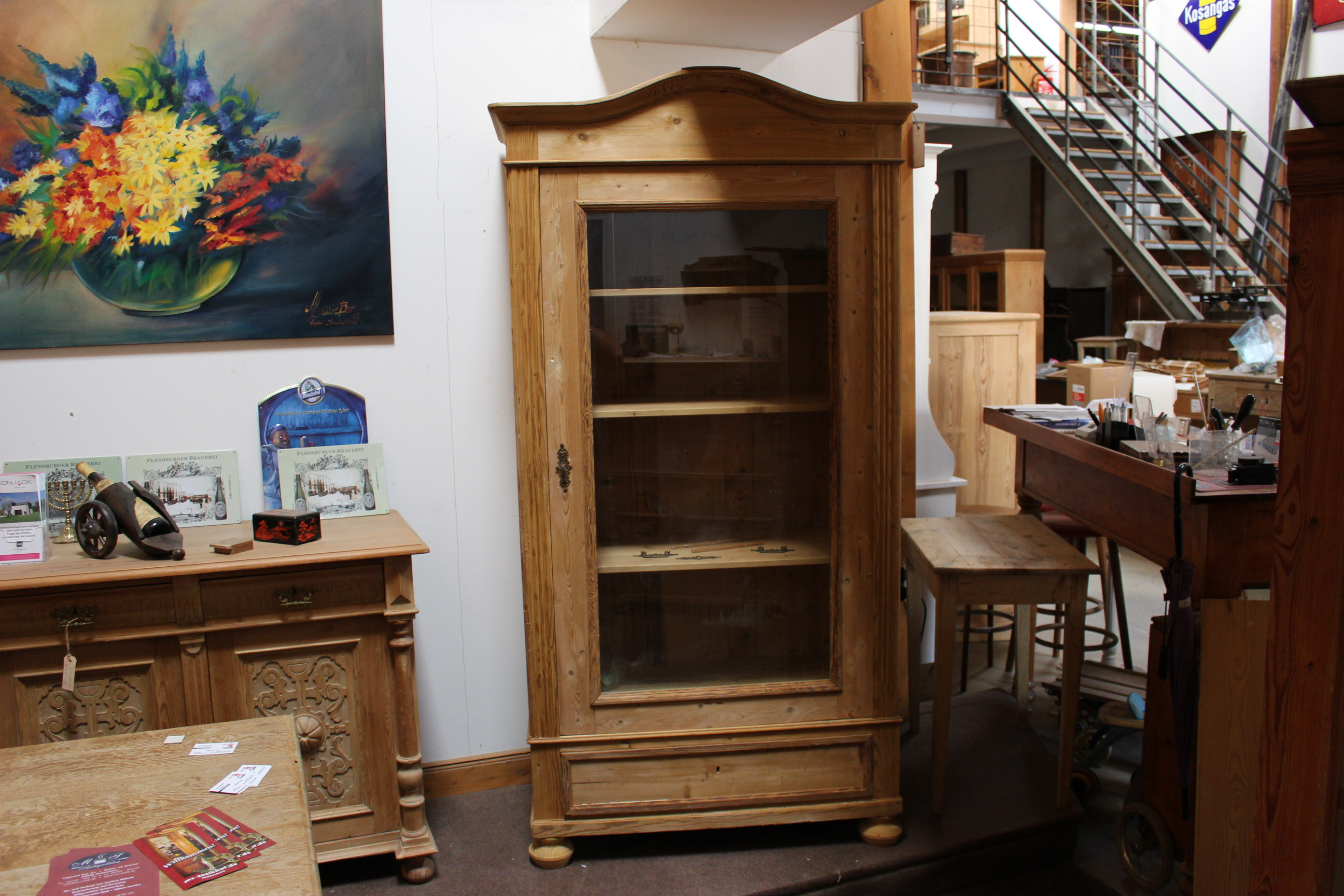 Jugendstil Vitrine, Bücherschrank, Geschirrschrank antik (Art.-Nr.: 03622)