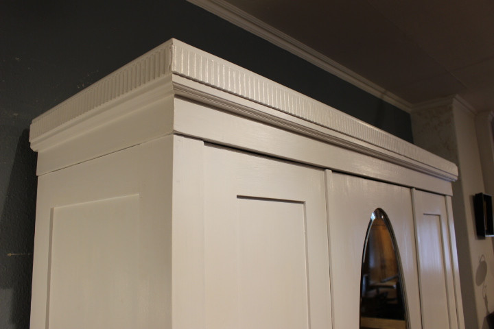 Kleiderschrank, Spiegelschrank, Art déco, Kiefer antik (Art.-Nr. 04845)