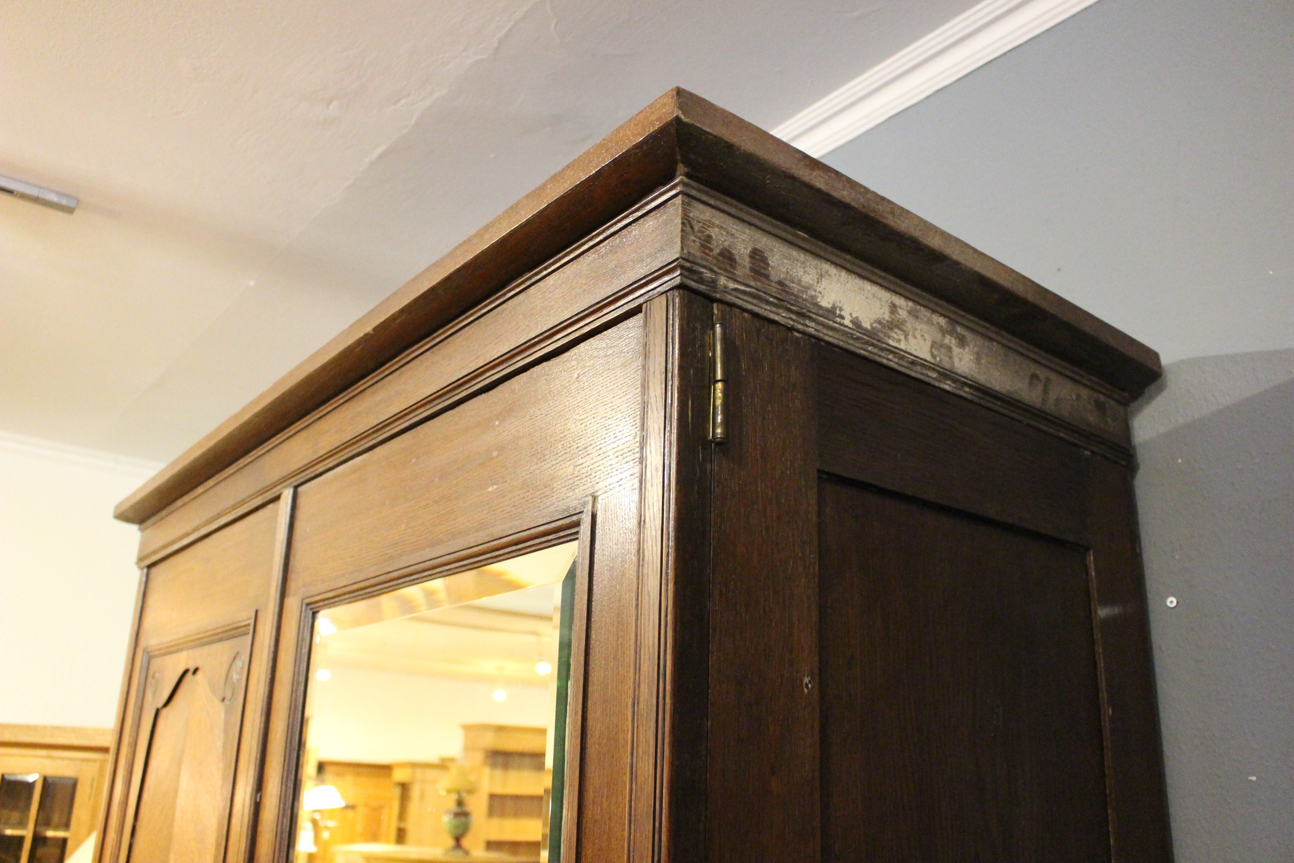 Kleiderschrank, Wäscheschrank, Jugendstil, zweitürig mit Spiegel (Art.-Nr. 04314)