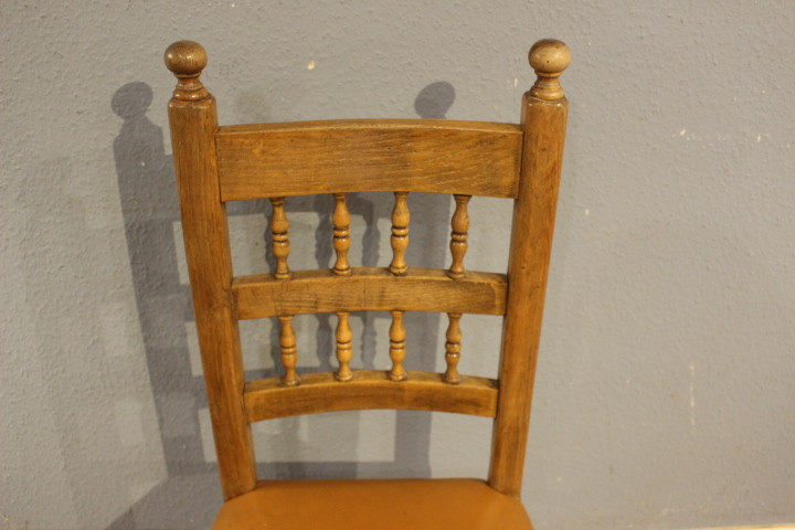 Leder Polsterstühle Eiche massiv Gründerzeit (Art.-Nr. 05247)