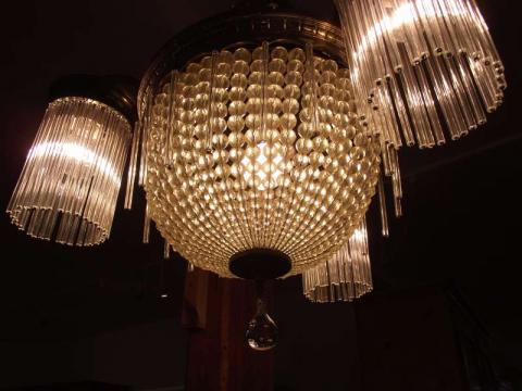 orig. Art Deco Lüster Lampe Leuchter Bleikristall (Art.-Nr. 02335)
