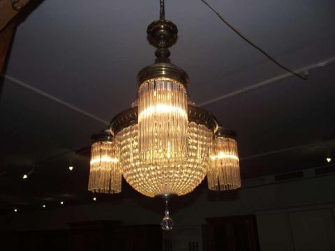 orig. Art Deco Lüster Lampe Leuchter Bleikristall (Art.-Nr.: 02335)