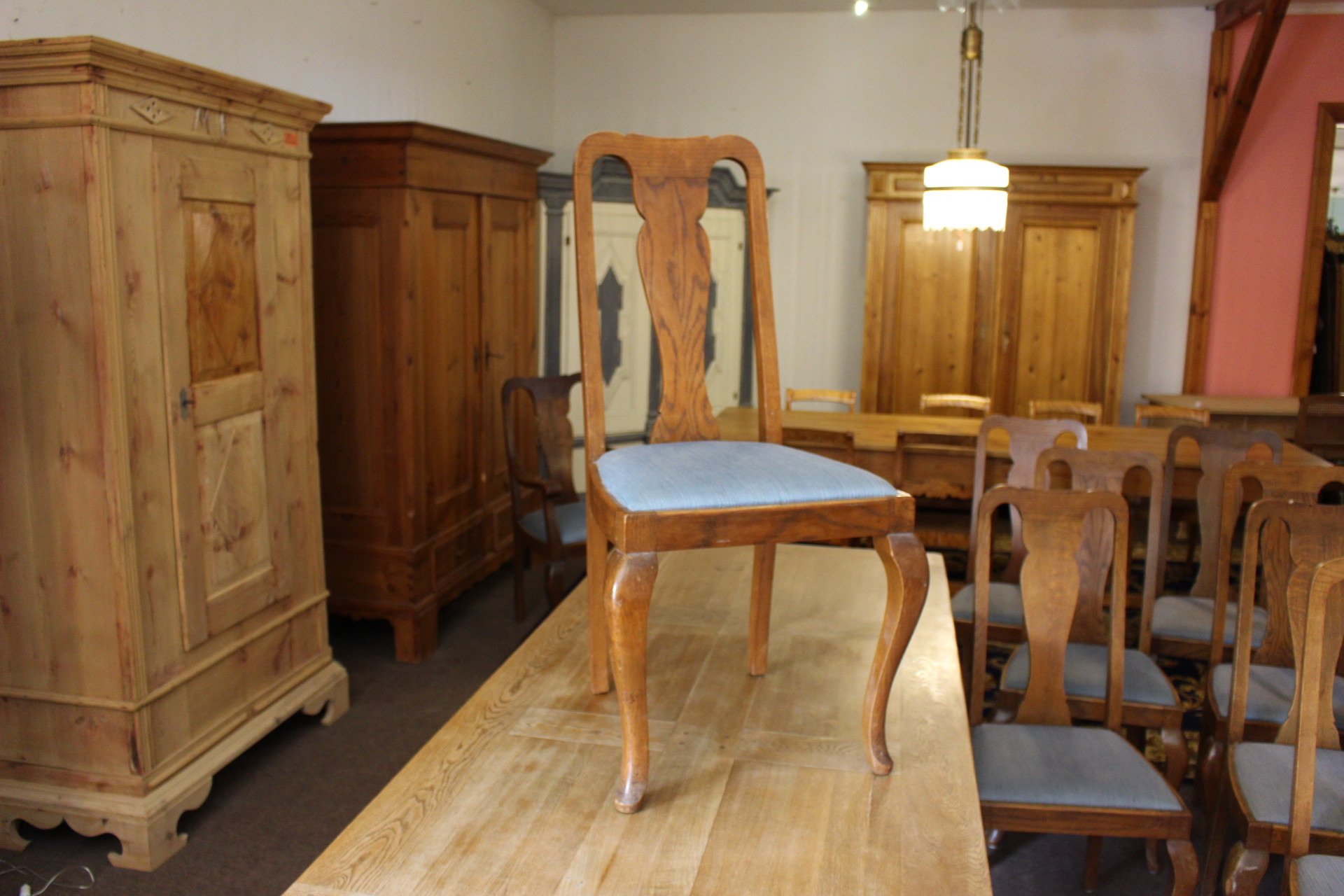 Eleganter Chippendale Salonstuhl Esszimmerstuhl Damenstuhl Strohgeflecht Schnitz 