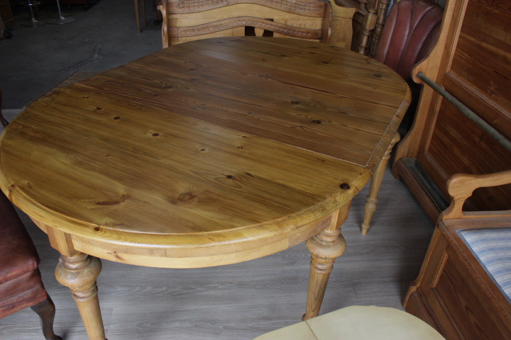 Runder Esstisch mit Einlegeplatte, Kiefer, Schweden 1880 (Art.-Nr. 04858)