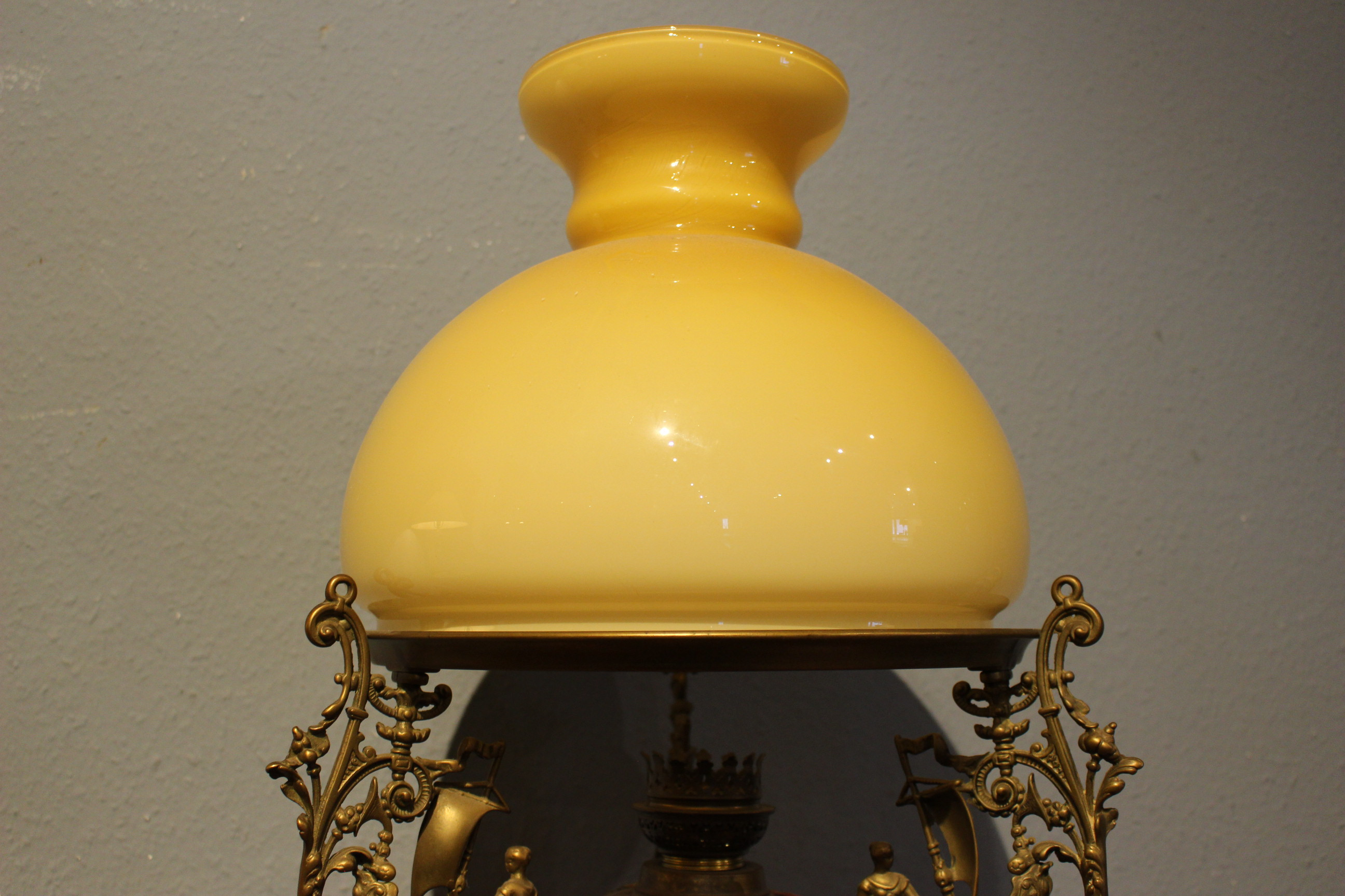 sehr schöne Jugendstil Lampe und Hängeleuchter, Majolica Keramik (Art.-Nr. 04289)