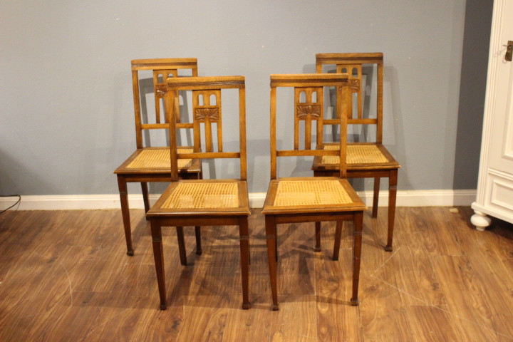Vier Stühle Jugendstil, Wiener Geflecht (Art.-Nr.: 05096)